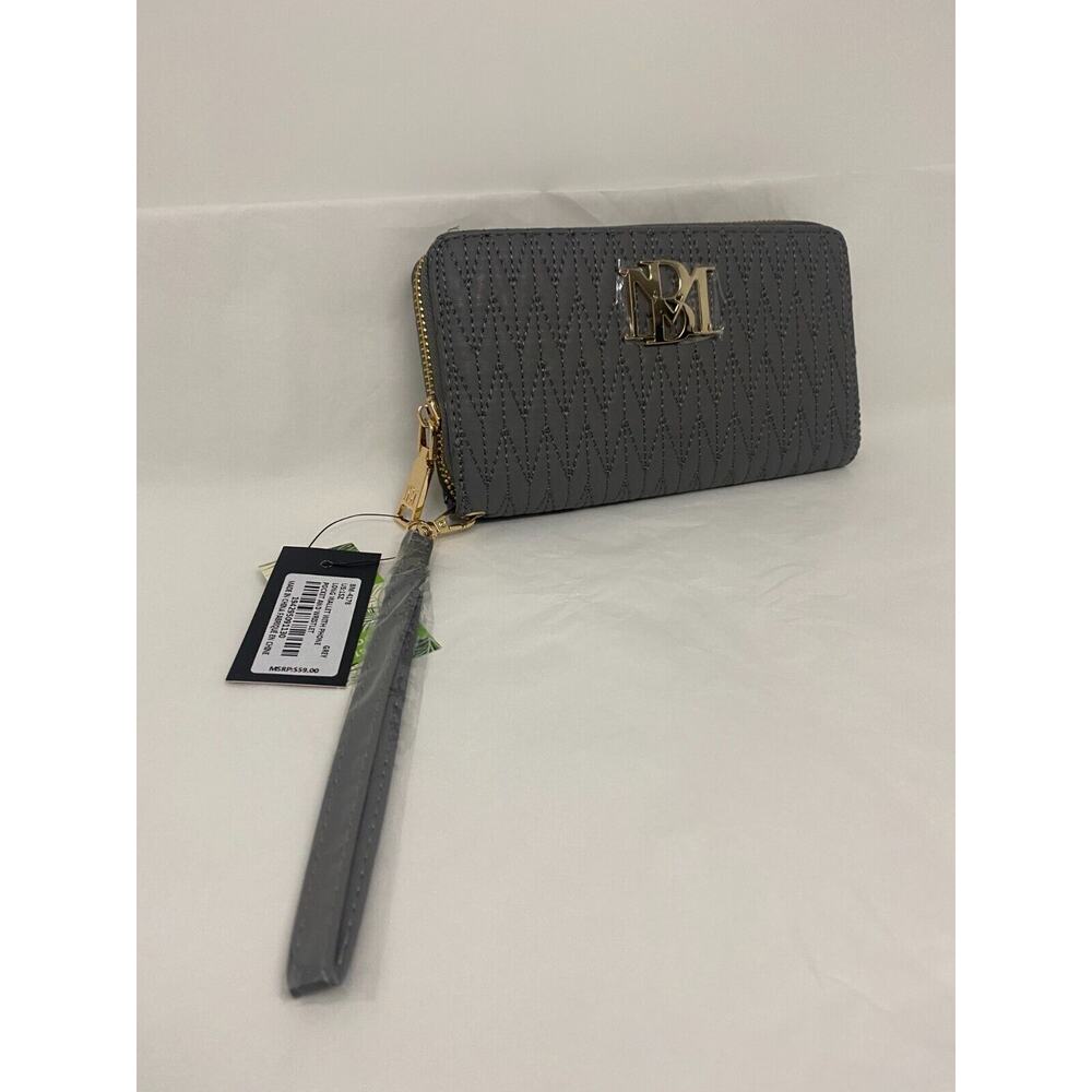 NWT Badgley Mischka Women's Grey Long Wallet With Phone Pocket & Wrist Leg - Picture 3 of 5